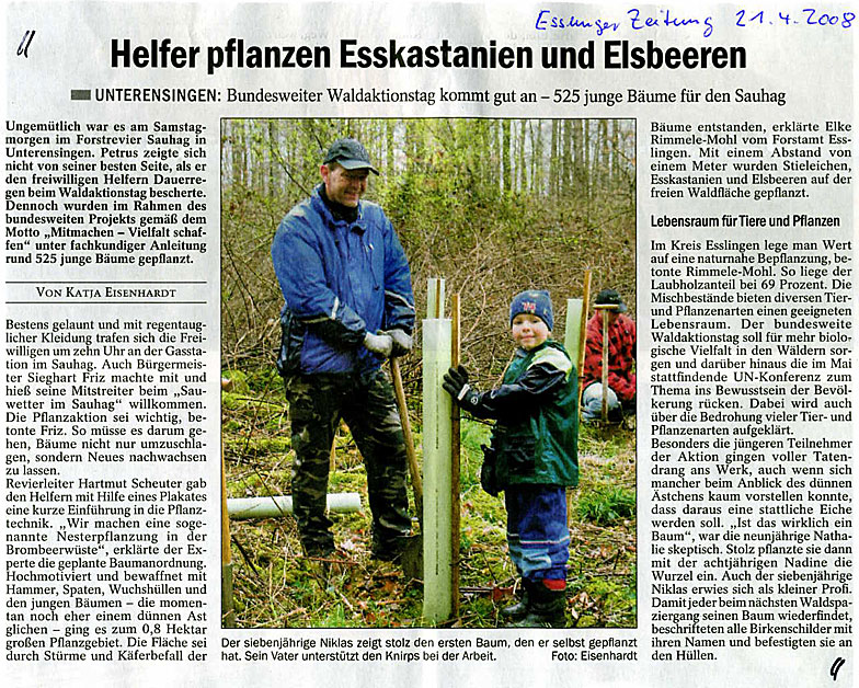 Esslinger Zeitung vom 21. April 2008